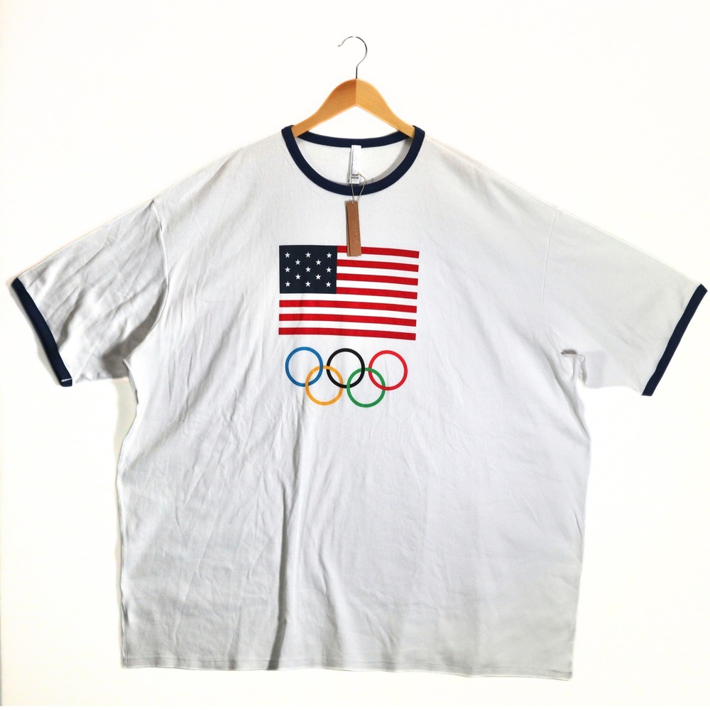 Skims T-Shirt Mens 3X White Ringer Team USA Olympic Flag Graphic Casual Tee